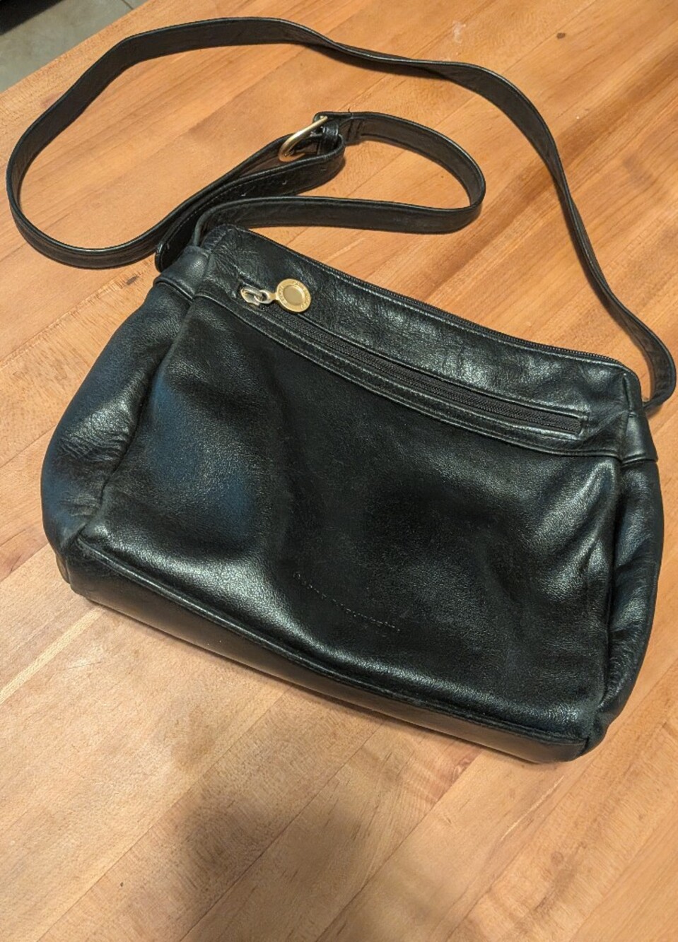 Stone Mountain Black Leather Crossbody Bag